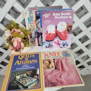 Lot of Vintage Afghan Knitting and Crochet Books and Patterns